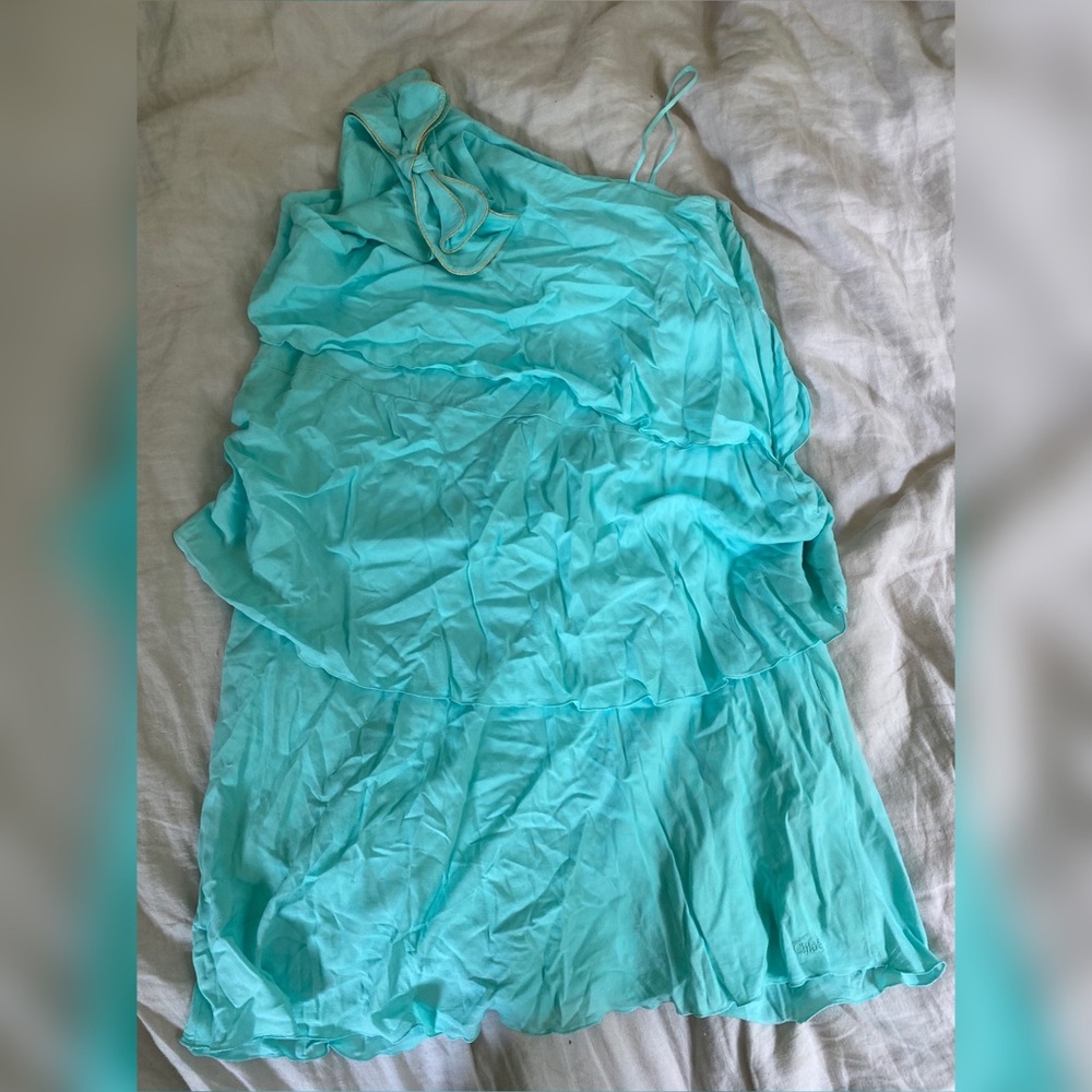 Gorgeous Chloe ruffle silky dress with bow sz 14
